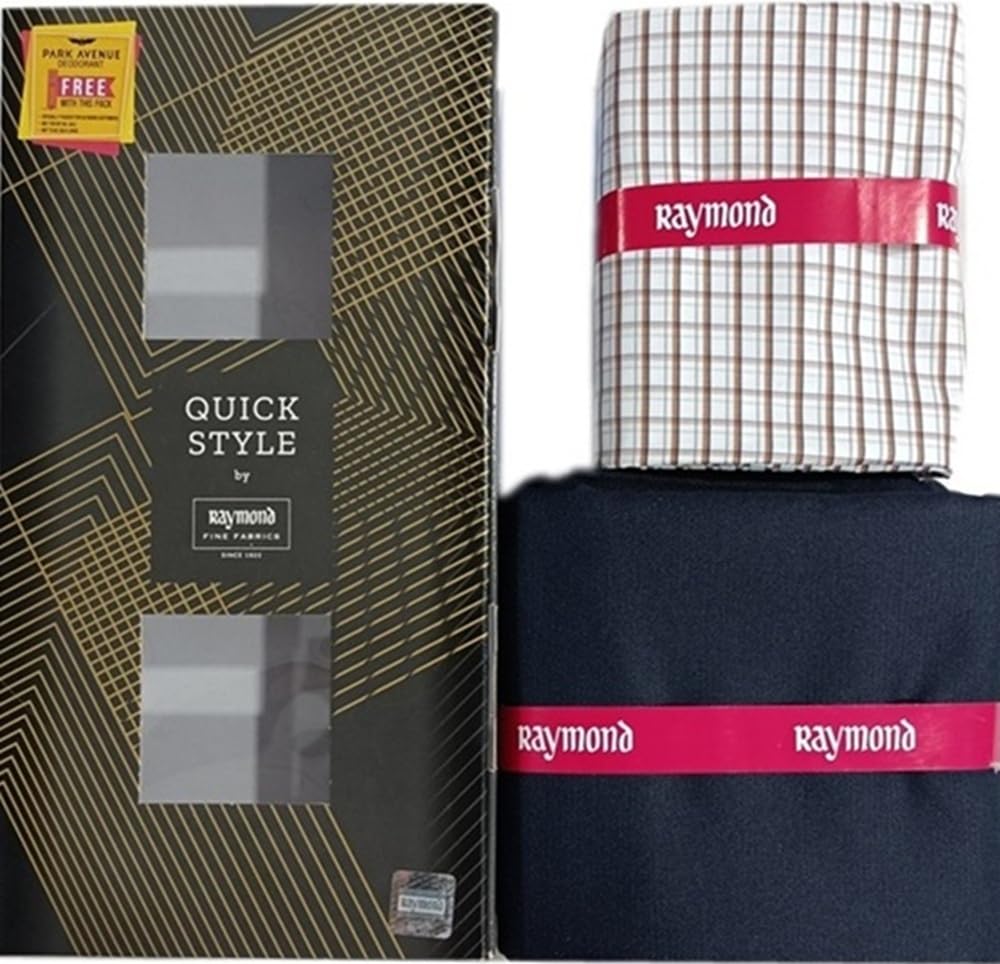 Raymond Quick Style Premium Shirt & Trouser Fabric Combo With Gift box – Classic Checks Shirt with Solid Trouser (Multi)-image-2