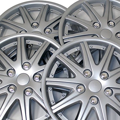 Image of WSC3-027S15 4pcs Set Snap-On Type (Pop-On) 15-Inches Metallic Silver Hubcaps Wheel Cover