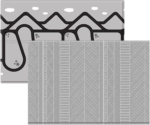 Ruggish Cali - Alfombra de juego de 4.8 x 7.0 pies, tapete de juego reversible para bebés y niños + mapa de juego interactivo + impermeable (gris)