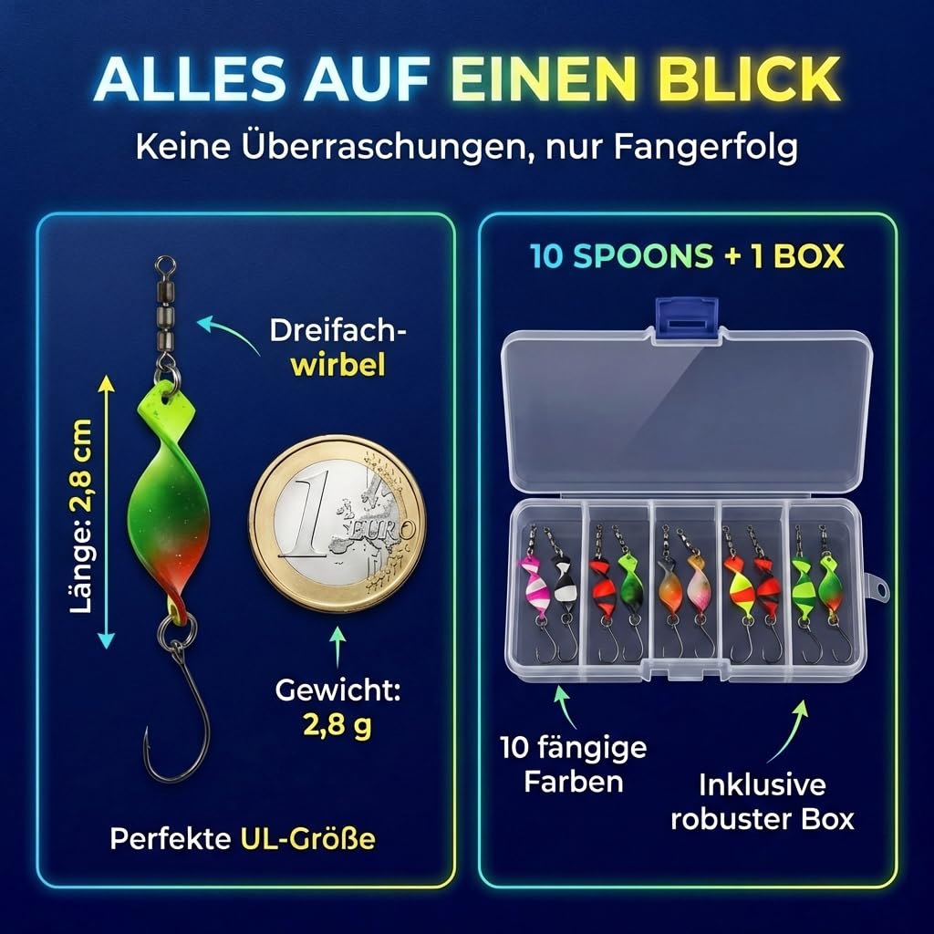 Messeneuheit 2023 Spoons Spoons - Set di 10 esche per trote e trote