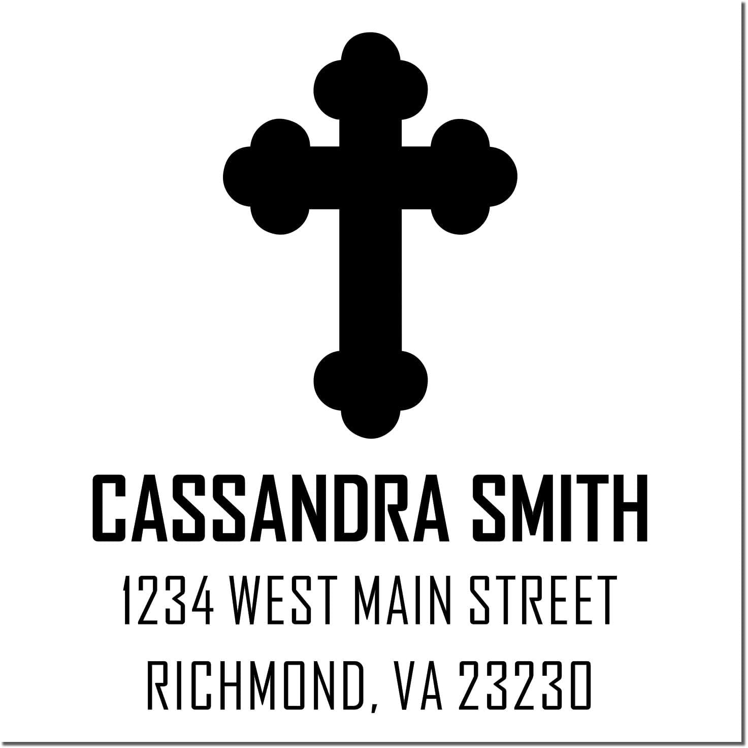 Esteemed Cross Christian Customized Self-Inking Mail Stamp - Ideal New Home Stamp with 5 Vibrant Ink Colors, Perfect 1-5/8 Size - Ideal for Religious Bookstore Owners