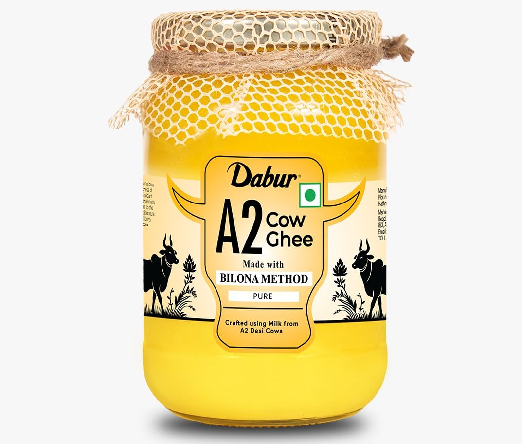 Dabur A2 Cow Ghee - 500ml | Rich in Vitamin A & Antioxidant properties | Made with Bilona method | Helps balance Vata & Pitta Dosha | Crafted using milk from A2 desi cows | 100% pure-image-43
