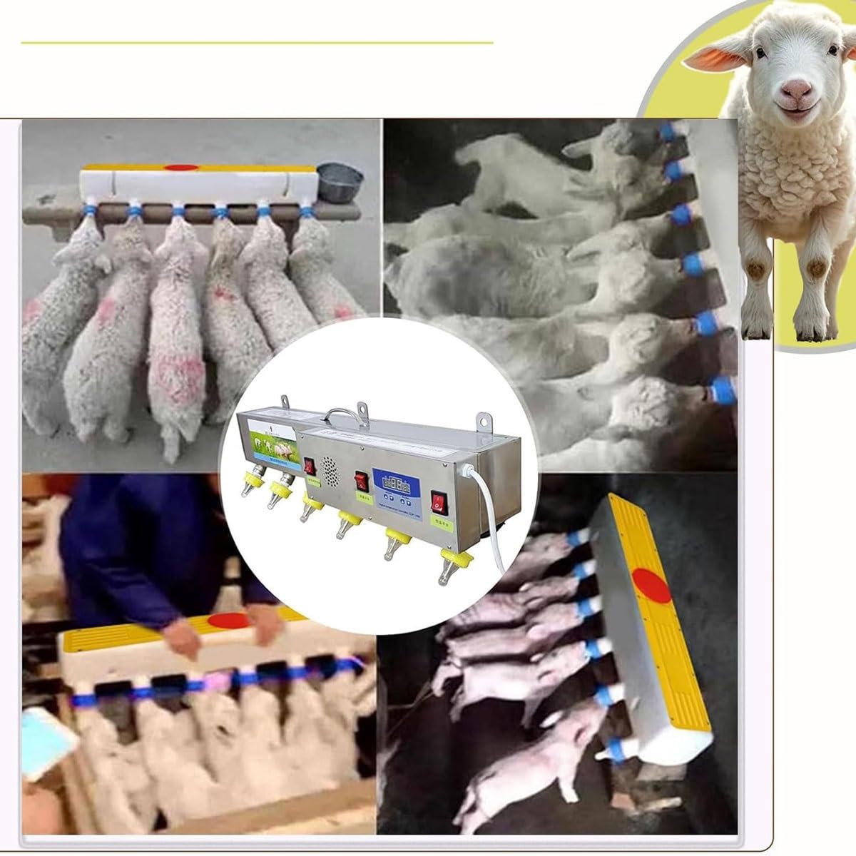 Alimentador automático de leche de temperatura constante para lechones y corderos, estación de alimentación de pezones de silicona con simulación de sonido, dispositivo de lactancia materna de acero