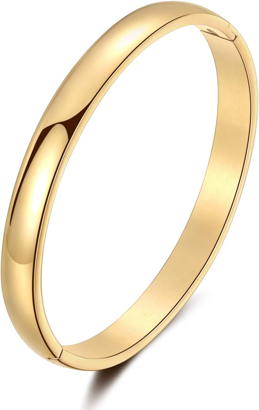 Simple Smooth Bangle Bracelets 7.5inch For Men Women Jewelry Present 18K Gold Classic Bracelet
