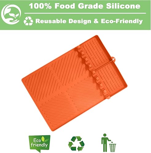 Miniatura 3 de Alfombrilla de silicona para parrilla de barbacoa Blackstone, alfombrilla de espátula de silicona 3 en 1 con almohadilla de goteo, soporte de