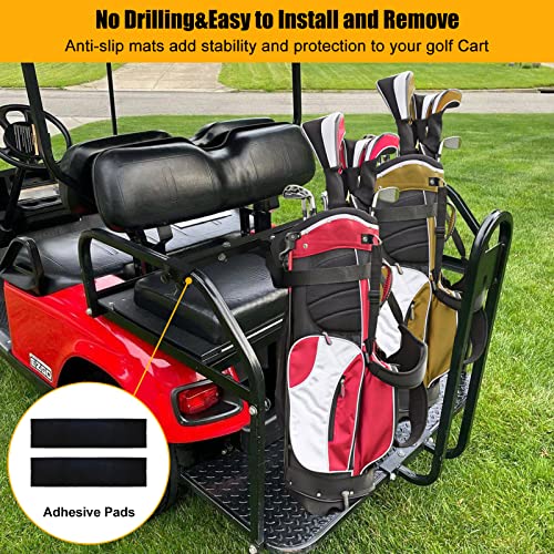 Leapgomax No Drilling Golf Cart Bag Holder Bracket Attachment Bar Rack For Rear Seat Of Ezgo Txt Rxv/Club Car Ds Precedent Tempo Onward/Yamaha G2-G29(Fit 1 Inch Square Fame Only) #TOP4