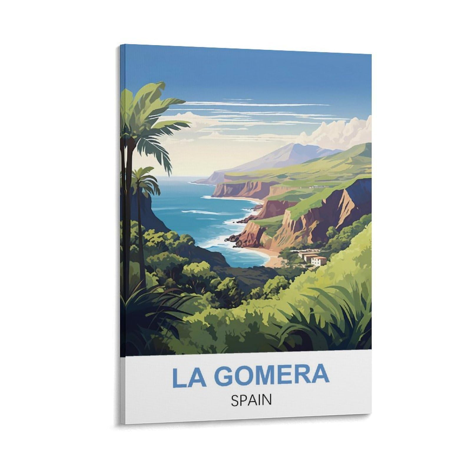 FUUDANG La Gomera Spain Vintage Travel Poster 08x12inch(20x30cm) Canvas Art Poster And Wall Art Picture Print Modern Family Bedroom Decor Posters