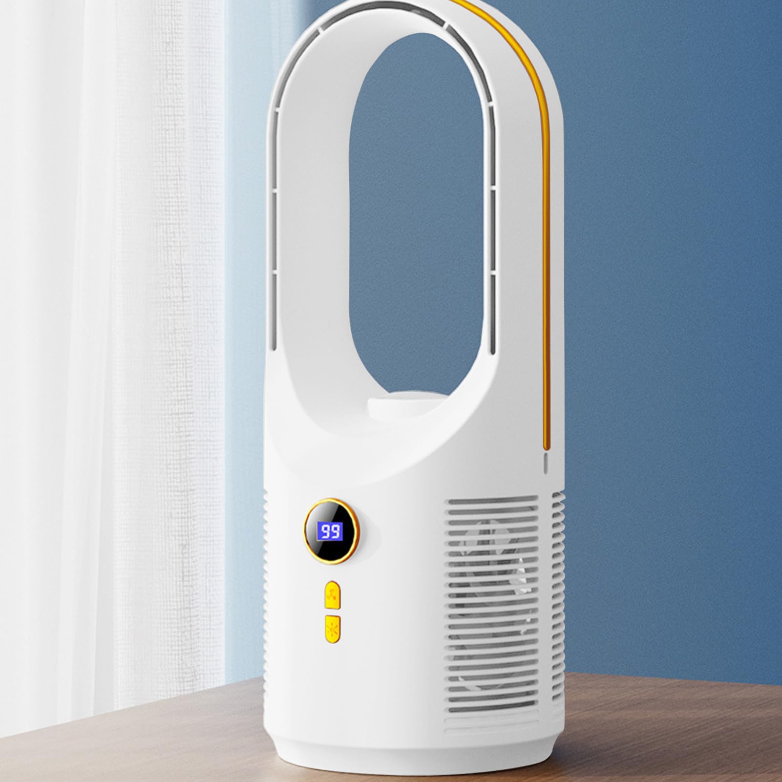 ventilatore da scrivania senza pale, 5 velocità, silenzioso, senza pale, per ufficio, luce notturna, 1800 mAh, per campeggio, soggiorno, camper, viaggi, camera da, auto, ufficio