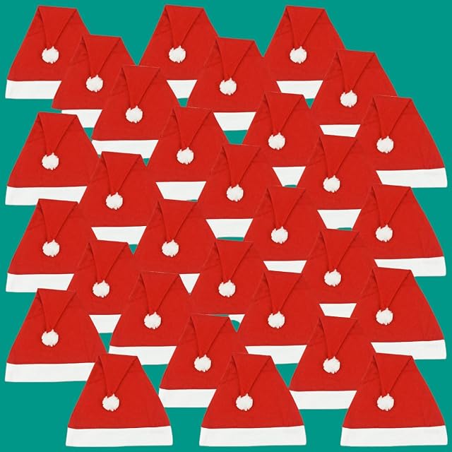 Foto 7 de 8 de Ciffre Lote de 30 Gorros de Navidad Gorro de Invierno Papá Noel Felices Rojo Roja M1