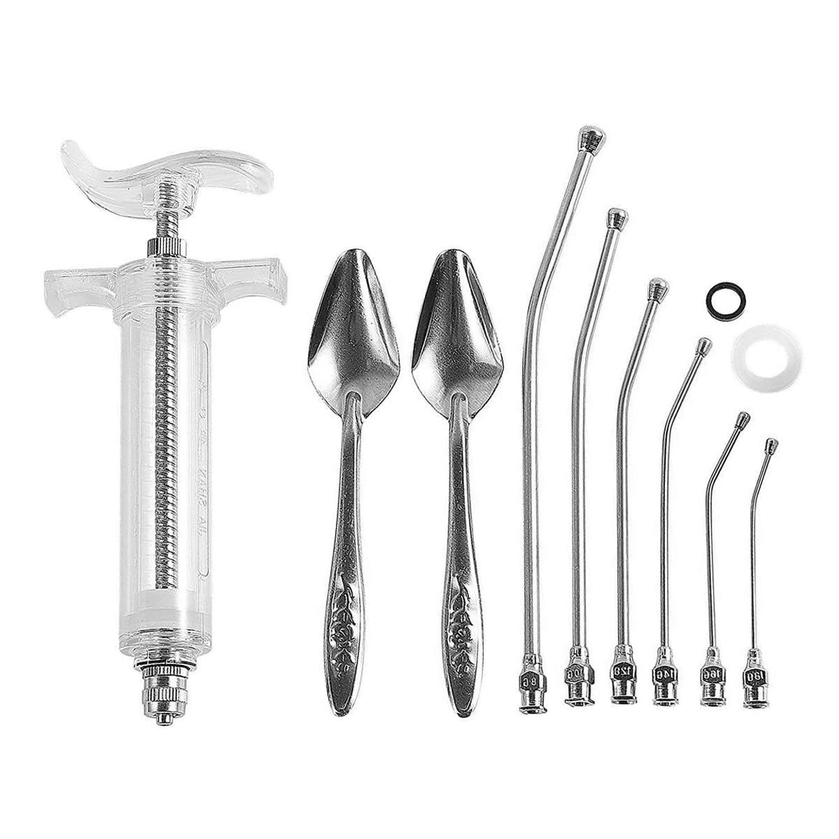 Juego De Jeringas De 20 Ml Con 6 Tubos De Recolección Y 2 Cucharas. Jeringas De Alimentación Para Cría Manual De Aves, Cacatúas, Periquitos Y Loros.