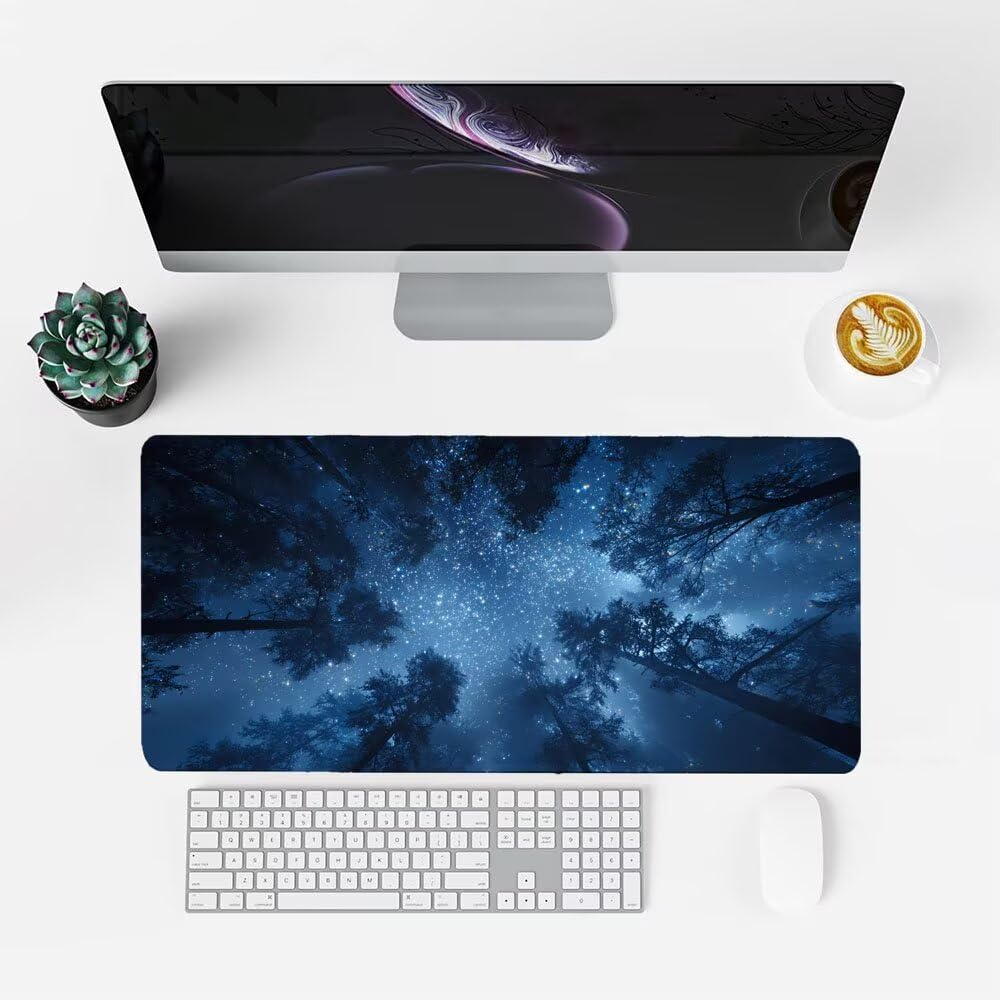 Niebieska podkładka pod mysz podkładka pod mysz 1000 x 400 x 3 mm mata do gier las mata biurkowa ochraniacz na biurko akcesoria do gier poprawa precyzji i szybkości dla graczy PC Laptop Office f-190