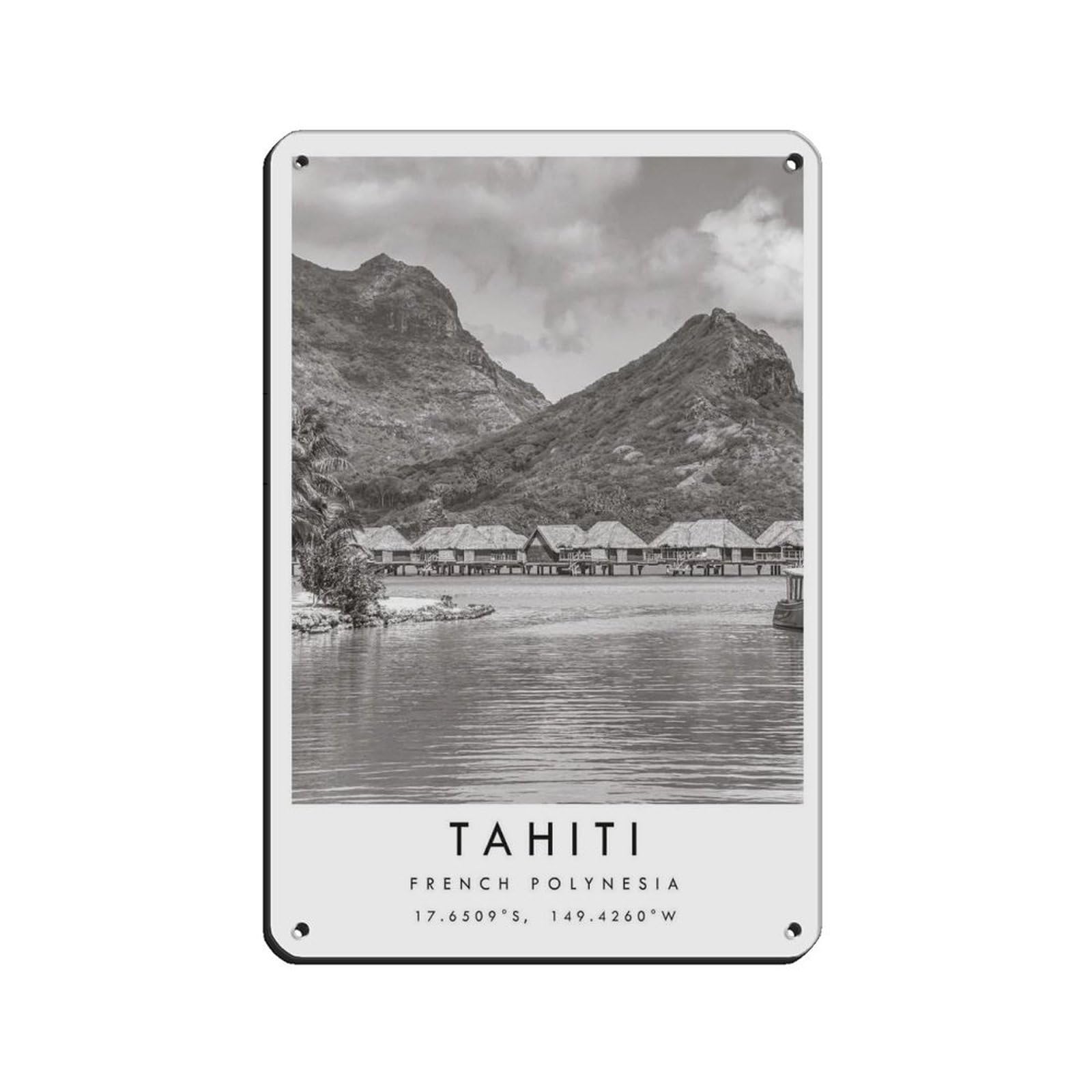 Tahiti Travel Retro Poster Metal Tin Sign Chic Art Retro Iron Painting Bar People Cave Cafe Family Garage Poster Wall Decoration 8x12inch(20x30cm)