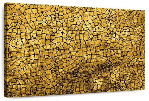 Elephant Stock Gold Mosaic Canvas Wall Art - 1 Panel