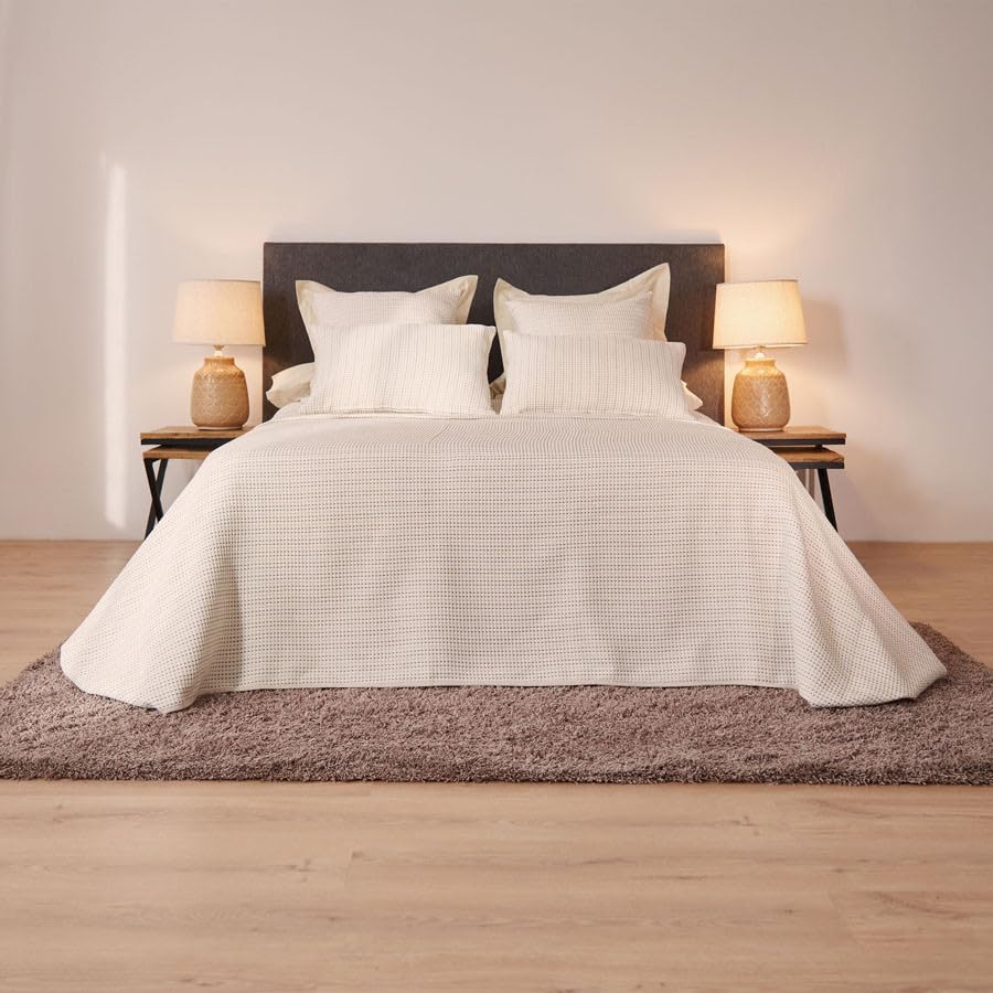 LA MALLORQUINA Colcha - Lorien - Crudo, Cama 180-200cm