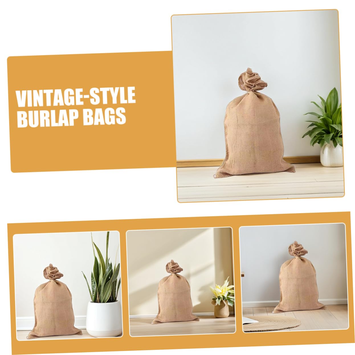 BESTonZON 4pezzi Sacco Di Juta Resistente Per Controllo Inondazioni Stoccaggio Patate e Trasporto Pesante Borsa Di Juta Per Patate Borsa Da Corsa Per Giardinaggio All Aperto