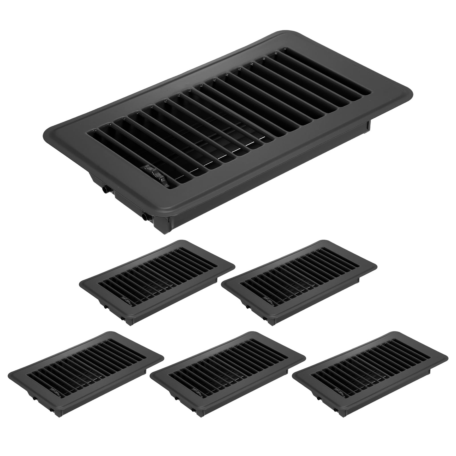 PATIKIL 4x8 Inch Floor Vent Covers, 6 Pcs Floor Registers Heavy Duty Metal Walkable Air Vent Covers Easy Adjustable Air Supply Lever for Home Office Wall Ceiling Grilles, Black