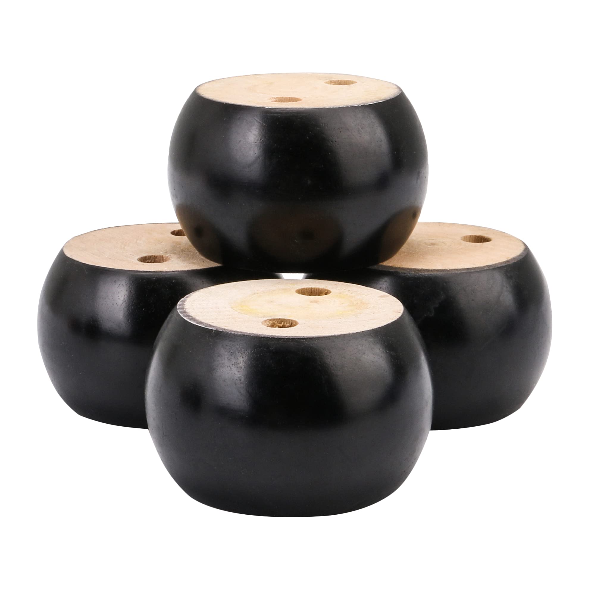 Buy 4pcs 40mm Height Dark Brown Eucalyptus Wood Round Bun Furniture