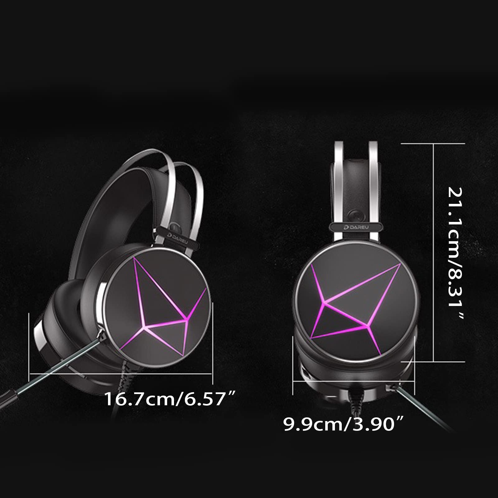 Auricolare E-gamers USB RGB Light Auricolari Cuffie per Ragazze Ragazzi Sport 7.1 Stereo Sound Microfono Over-ear Cuffie con Microfono Overhead Rgb Auricolare Auricolari per