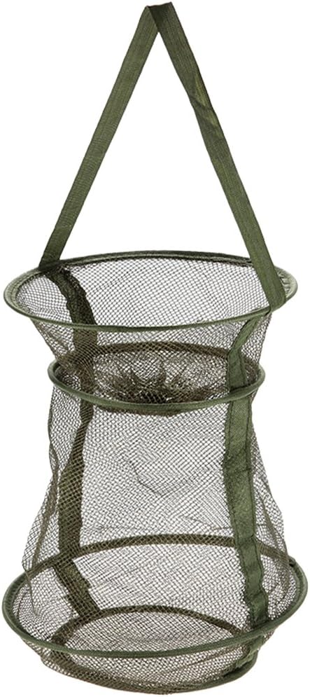 Bottle-Shaped Collapsible Mesh Fishing Cage/Fishing Net Portable and Durable,Perfect for Keeping Fishes/Smelt/Minnows/Crab/Shrimps/Lobsters(Green) (10" x 15.7")