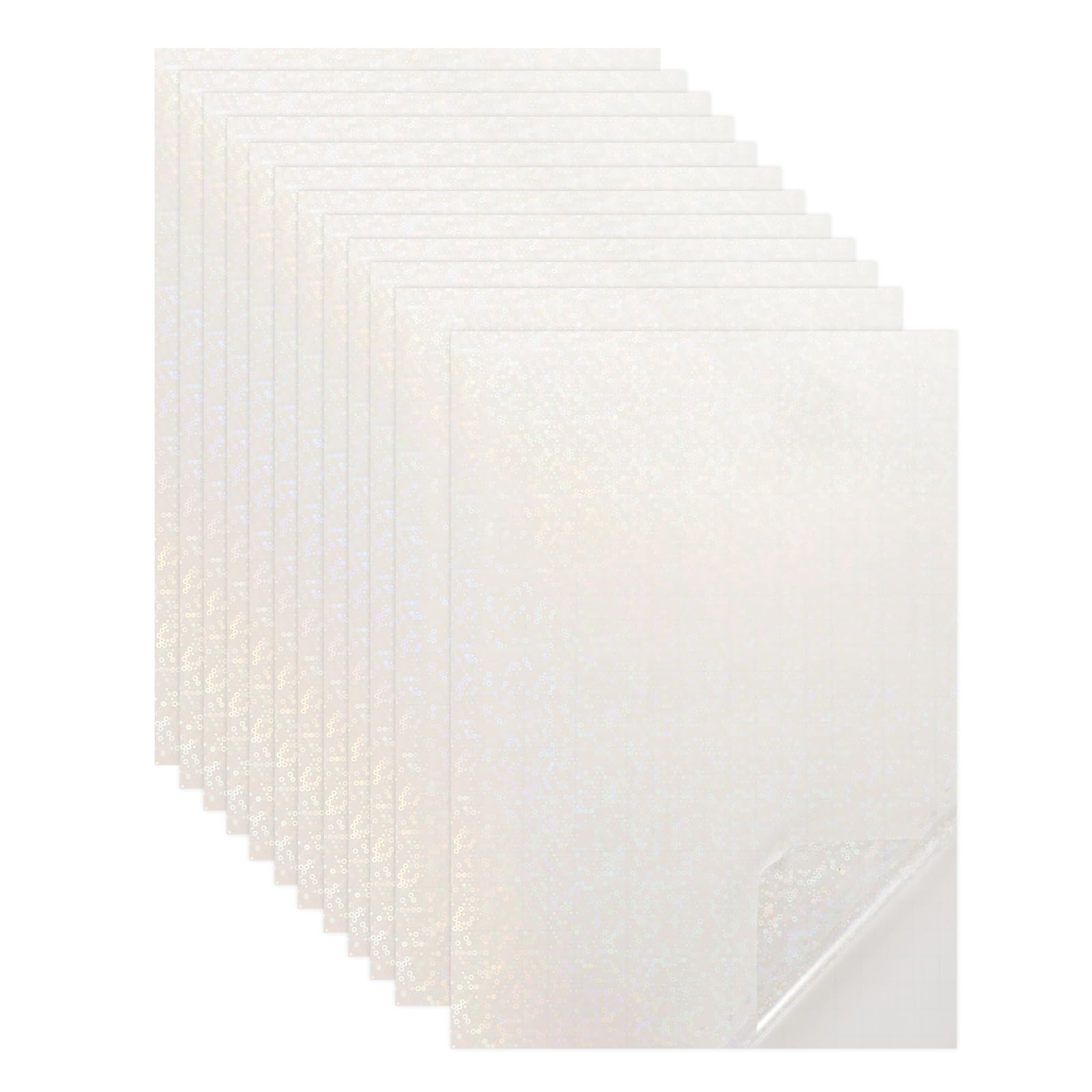 sourcing map 12 Sheets Holographic Sticker Paper, 8.3" x 11.7" Holographic Self-Adhesive A4 Transparent Waterproof Laminate Overlay Film for Photo Cards Scrapbook Decorations(Circle)