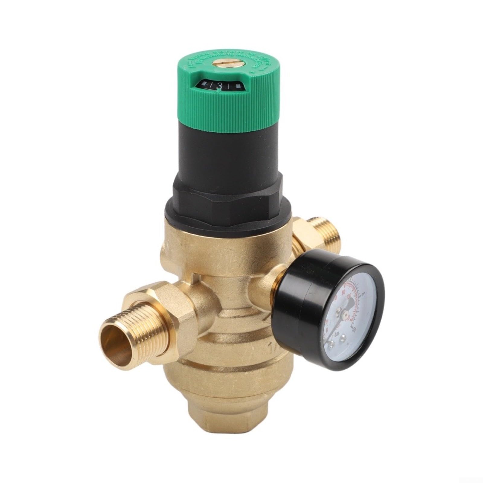 Messing Druckminderer mit Filter 40μm, G/NPT Gewinde DN15-DN25, Wasserdruckregelventil 0,1-1,5MPa für Hausinstallationen(1/2-G)