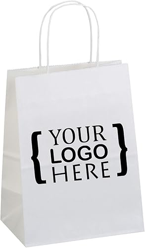 Paquete Flexicore de 7.9 x 4.7 x 9.8in, 100 bolsas de papel kraft blanco, para compras, mecánicos, fiestas, bolsas de regalo, (1, liso)