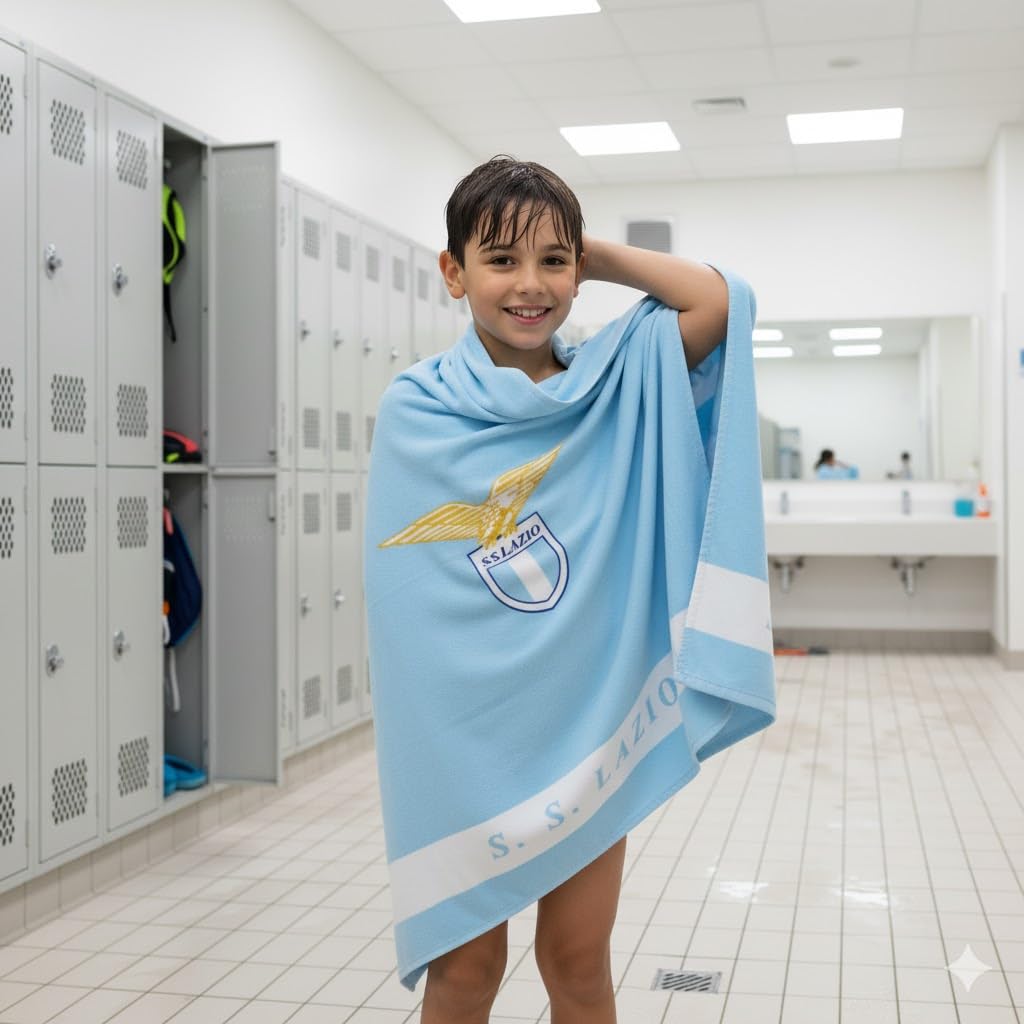 Only4fan S.r.l. Lazio – Toalla de Piscina o Gimnasio, 70 x 140 cm, de Microfibra, Producto Oficial del SS Lazio