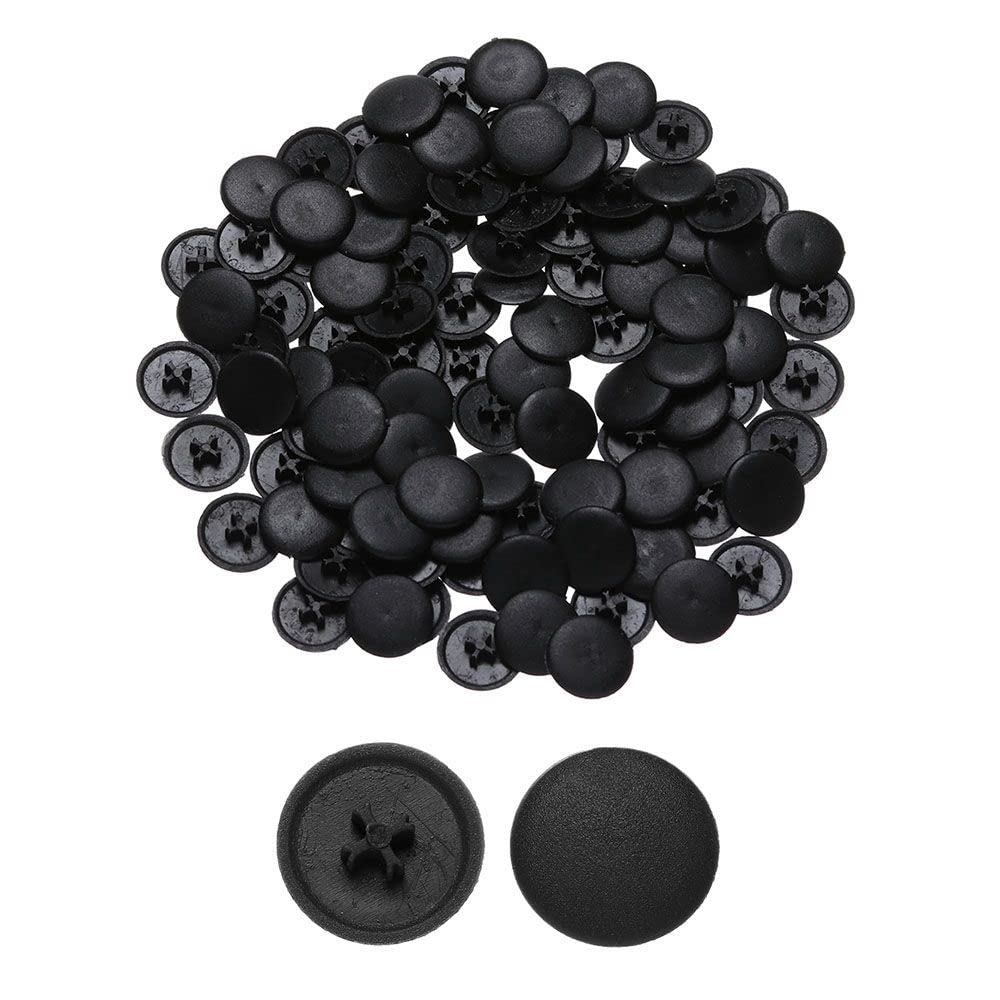100 PCS Screw Cap Covers Self-Tapping Snap Cap Flat Phillips Screw Nail Holes Hide Beautify Car Home Decor Bolts Exterior Nuts Covers(11MM,Black)