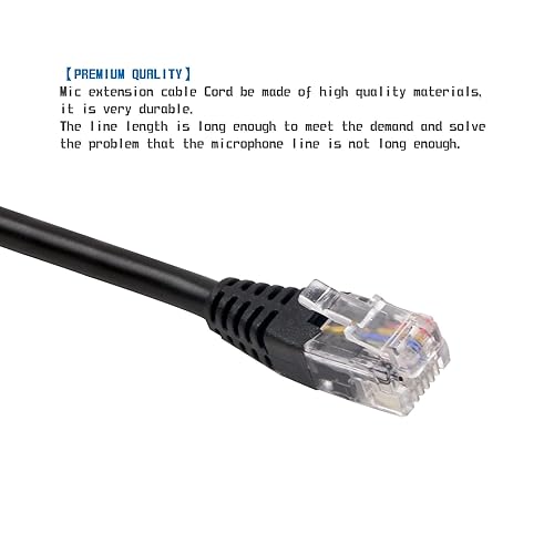 Miniatura 2 de Gabil Cable de extensión de micrófono RJ12 de 6.5 pies (6.6 ft), cobre sin oxígeno, conectores moldeados seguros, compatible con TYT TH9800D Plus,