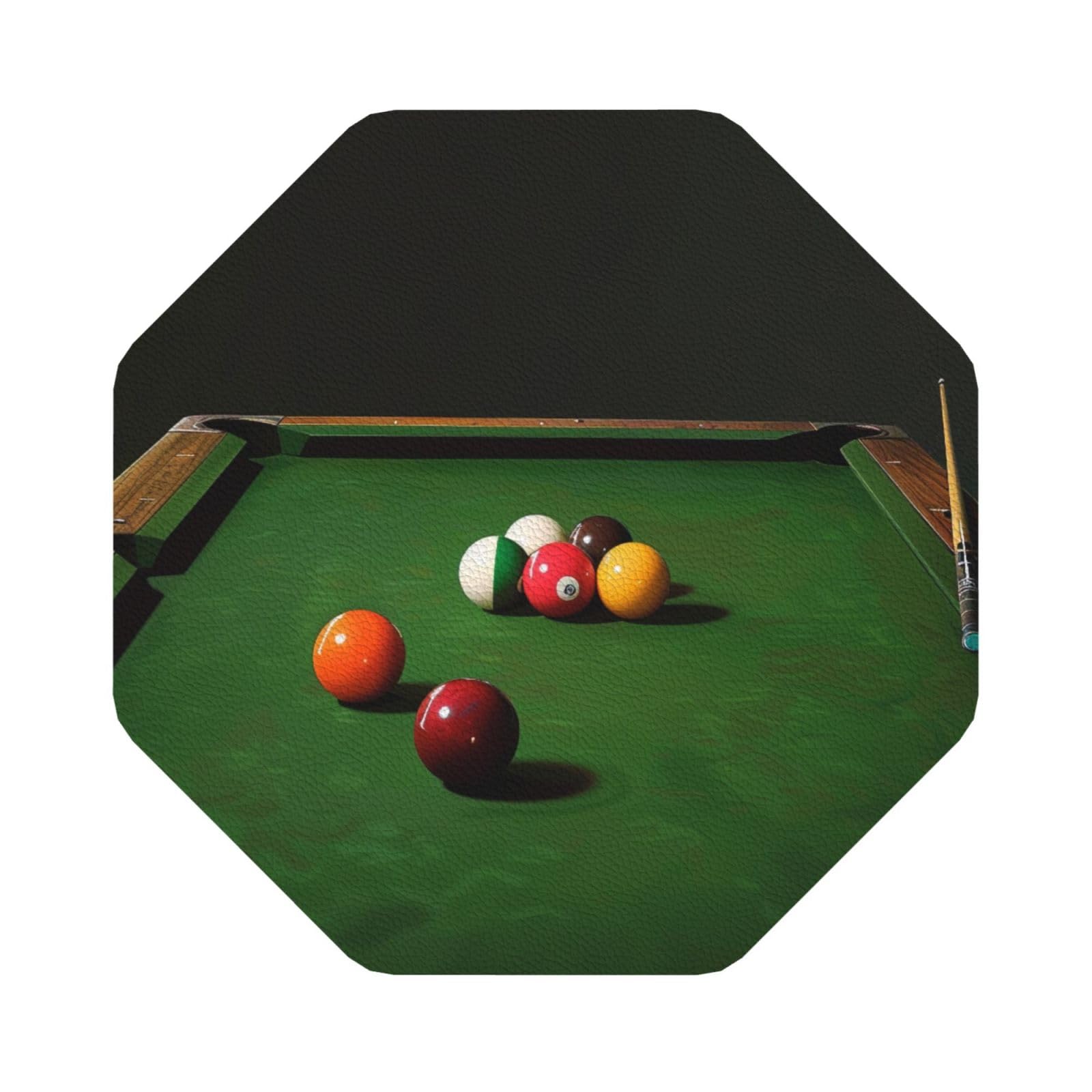 Billiard Print Leather Coaster Set of 6, Octagon Coasters Table Decorative Coffee Cup Beverage Coasters Wine Beer Bar Coasters for Hot Drinks Table Protection