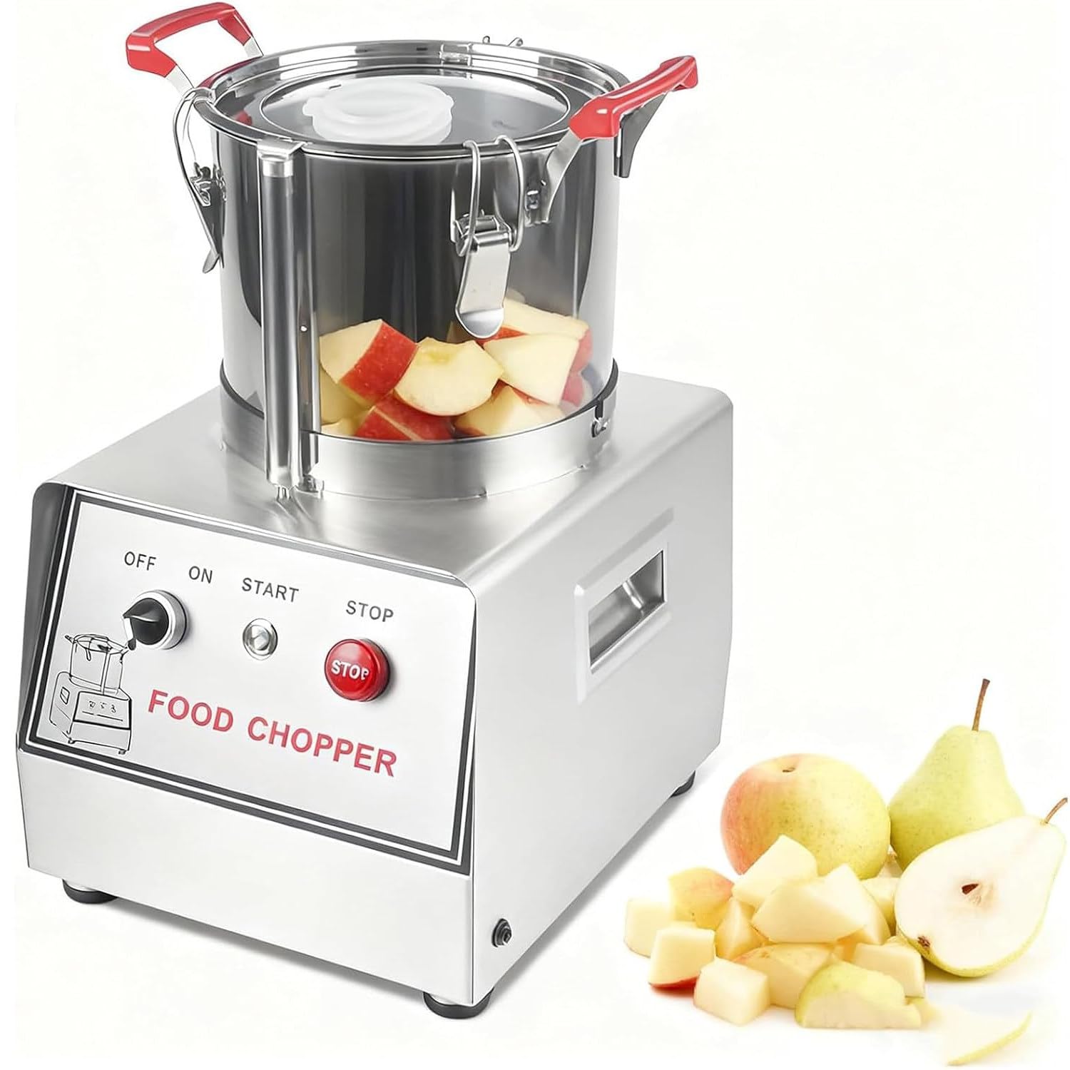 Procesador de alimentos de acero inoxidable de 1400 RPM y picadora de carne con hoja en forma de S para picar frutas, verduras, granos, ajo, capacidad de 15 litros
