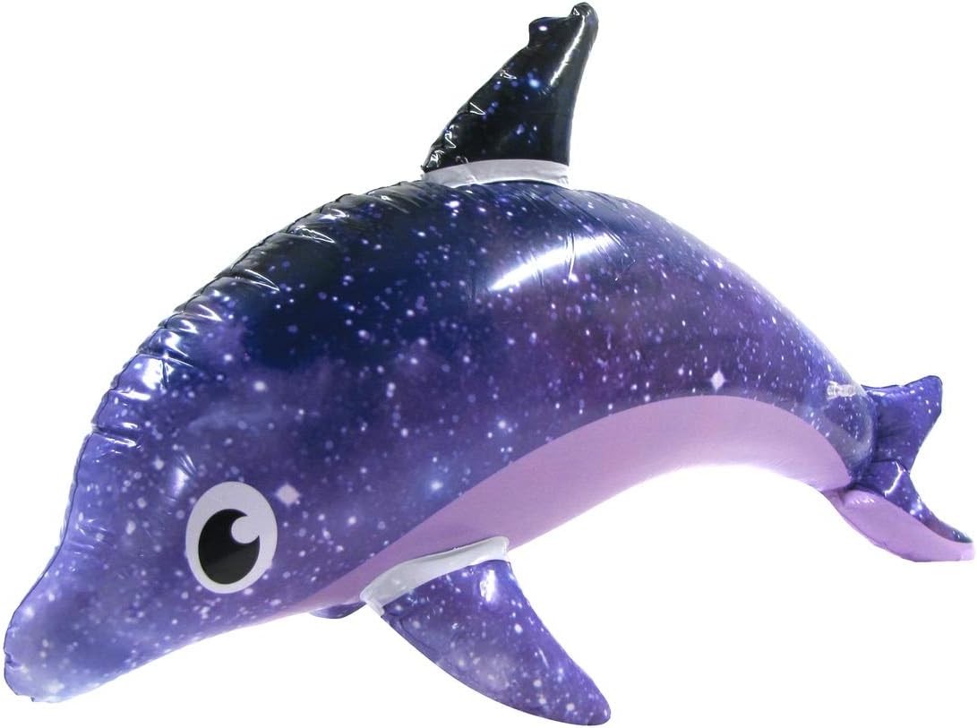 Inflatable Galaxy Dolphin Pool Float - Night Sky Blow Up Decorations, Perfect for Dolphin Kids Birthday Party, Bedroom or Class Room Decor - Swimming Pool Floats, Water Toys - Sea Floaties Purple 32"