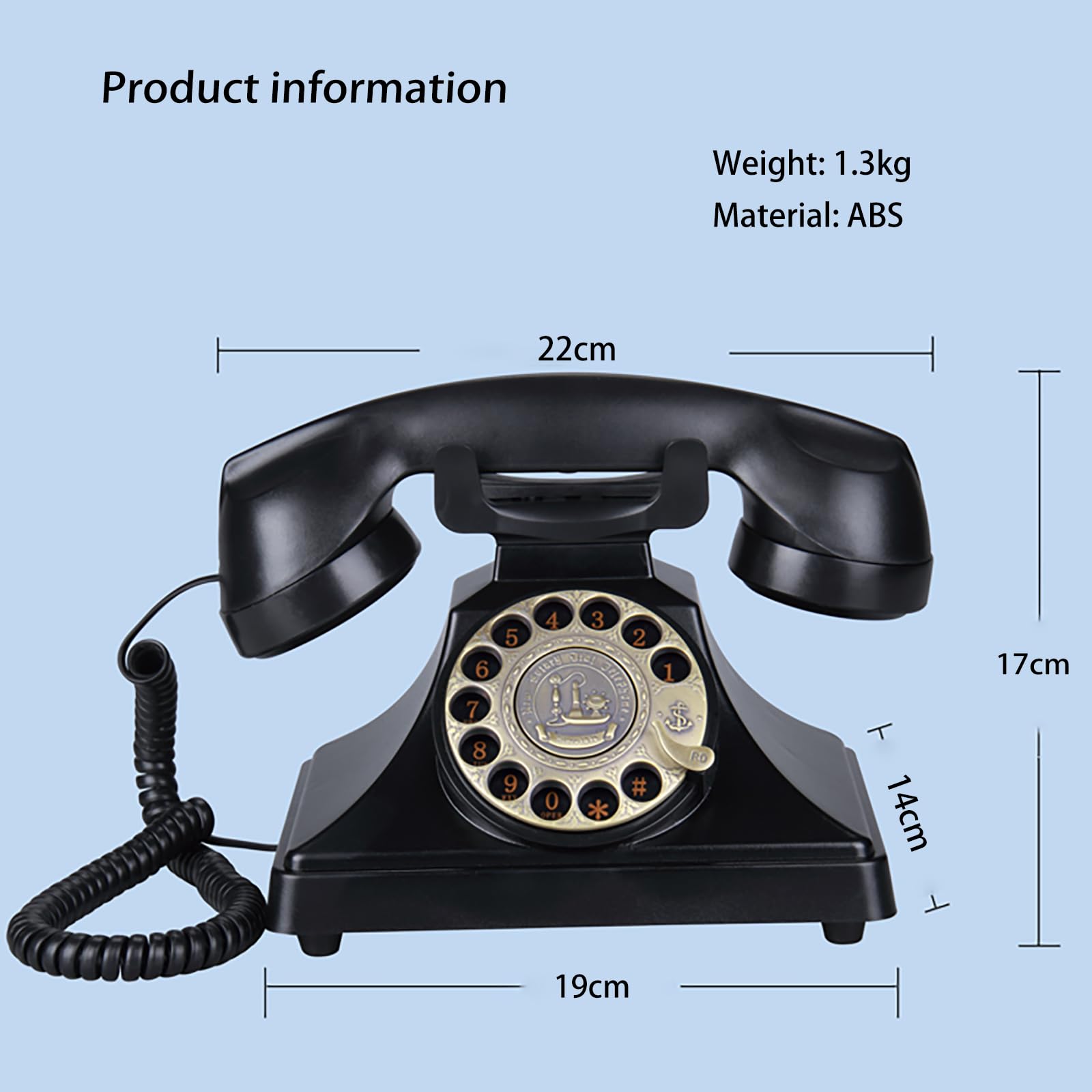 Amazon.co.jp: 50年代のレトロ黒回転式ダイヤル固定電話 コード付き
