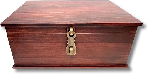 Better World Bio Caja de almacenamiento de madera con tapa con bisagras y pestillo de metal interior de terciopelo caja de memoria para recuerdos