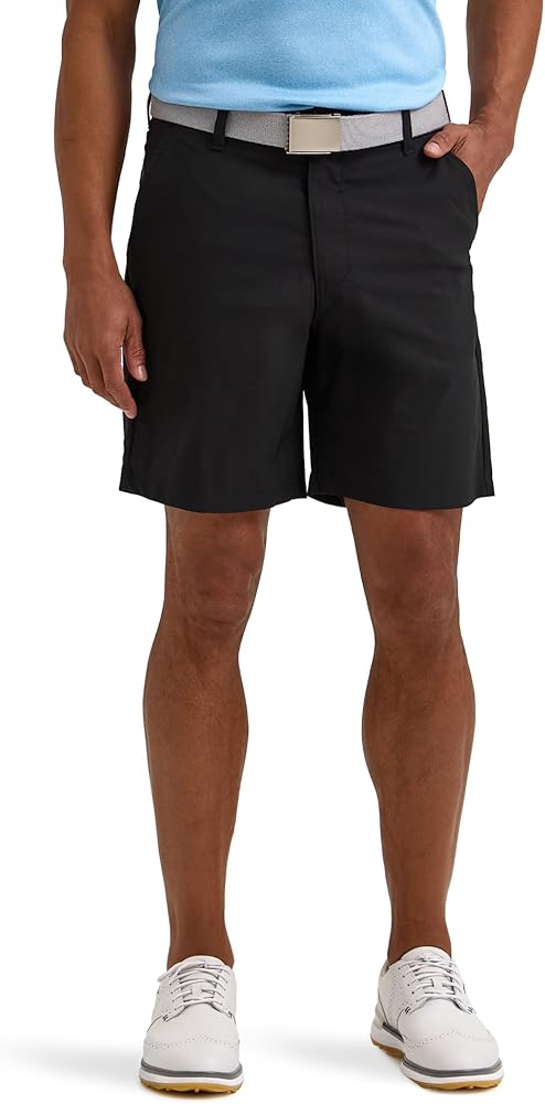 Lee Men's Golf Series Synthetic Flat Front Chino Short, Black, 30