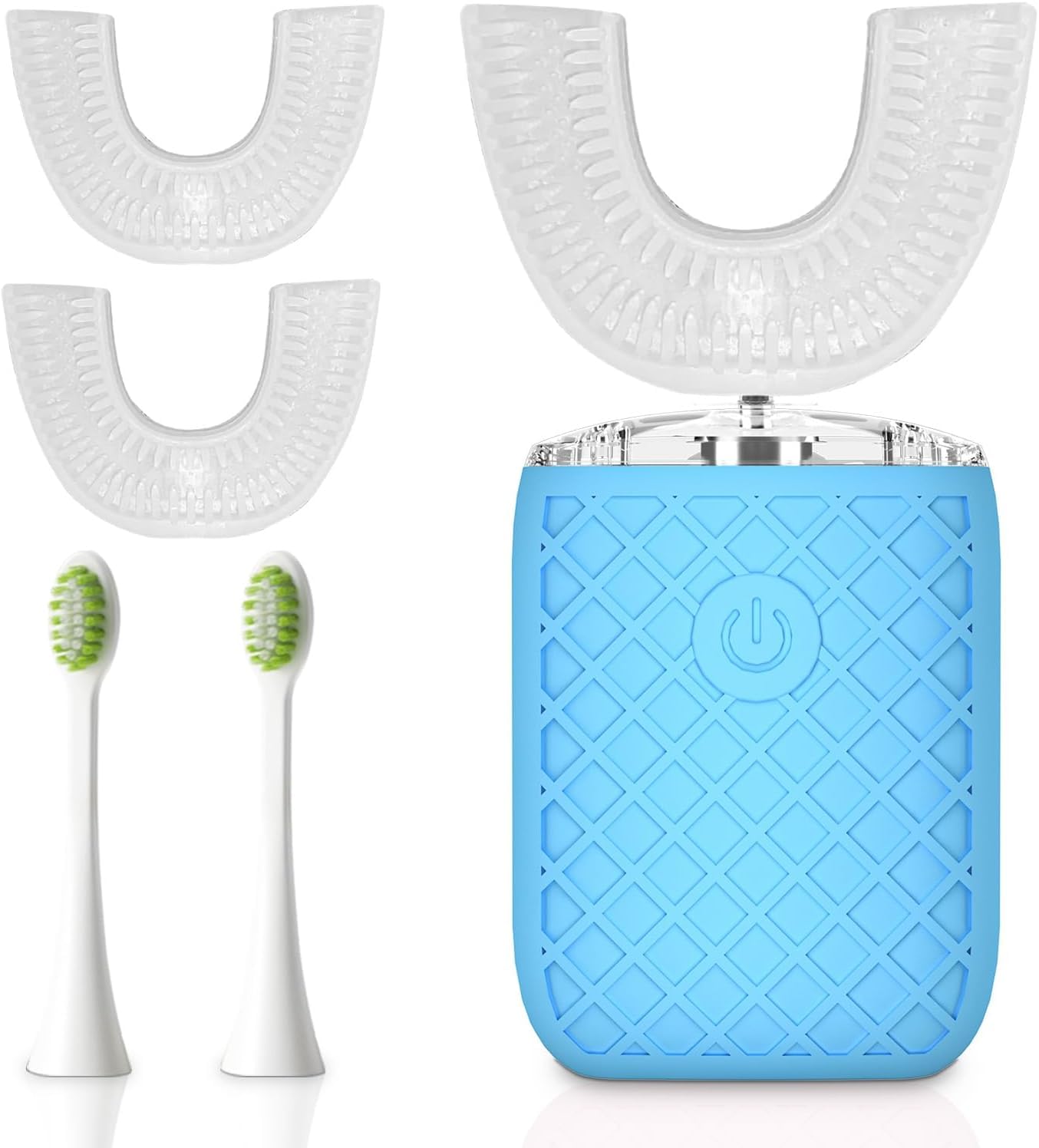 Adult Sonic Automatic Electric Toothbrush 360 Oral Cleaning Stain Whitening IPX7 Waterproof Rechargeable u-Shape Brush Head 3 Straight