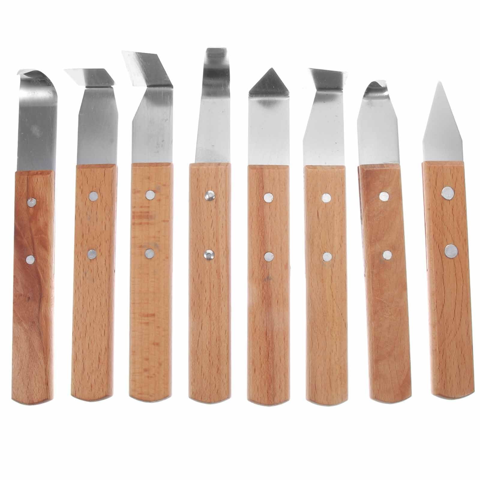 Housoutil Herramientas de Cerámica para Esculpir Arcilla Juego de 8 de Acero Inoxidable Mango Negro, Cuchillas para Reparar y Modelar en Manualidades Color Aleatorio