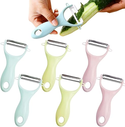 Paquete de 6 peladores de patatas para cocina, peladores de frutas de manzana con hoja afilada, pepino, peladores de manzana para cocina