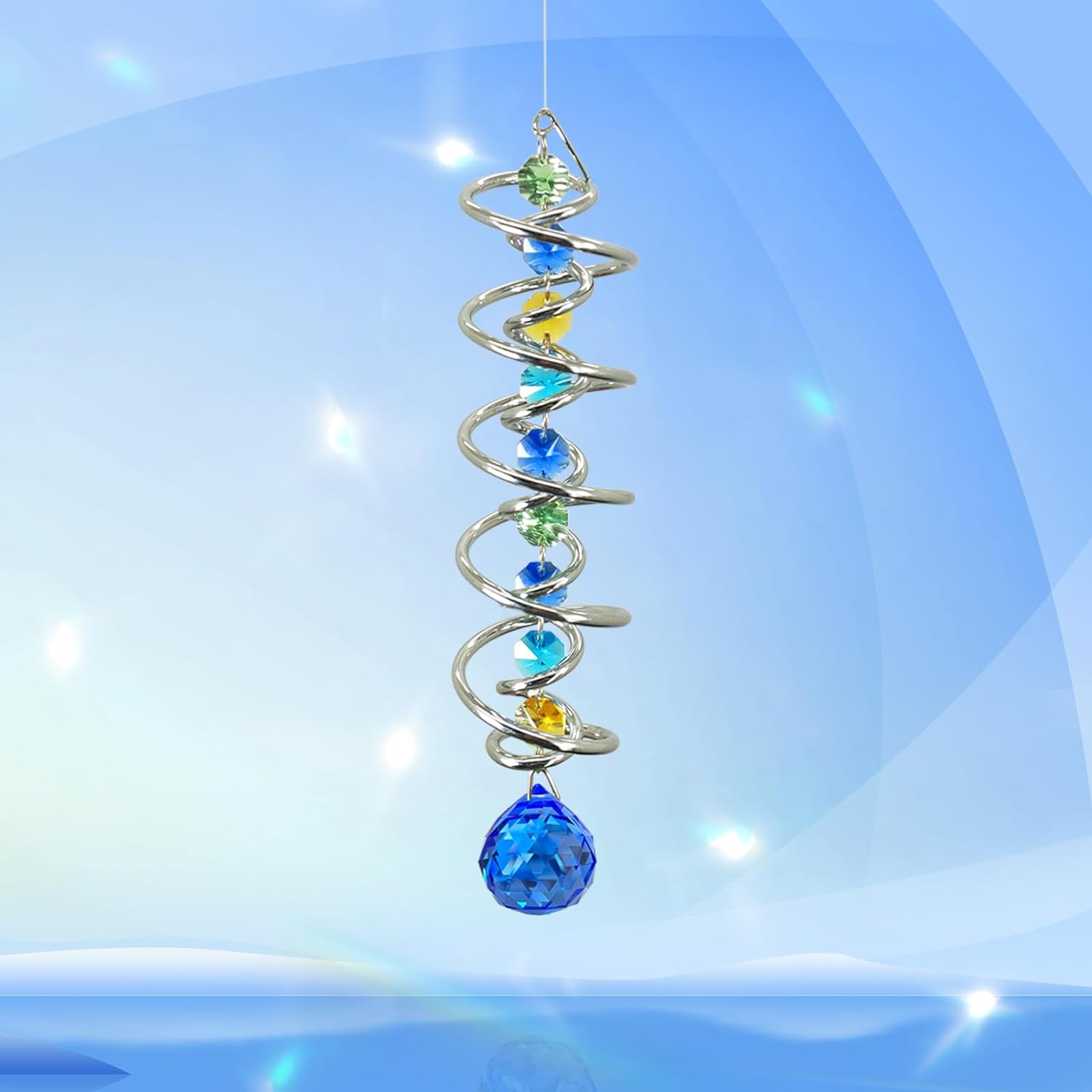 FONMY Gazing Ball Spiral Tail Decorative Wind Spinner Sun