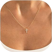 TINGN Kreuz Kette Damen, 14K Gold Vergoldet Layered Kreuz Anhänger Kette Elegante Choker Halskette für Frauen Christentum Schmuck Damen Hochwertiger Modeschmuck Geschenkidee mit Kreuz-Design
