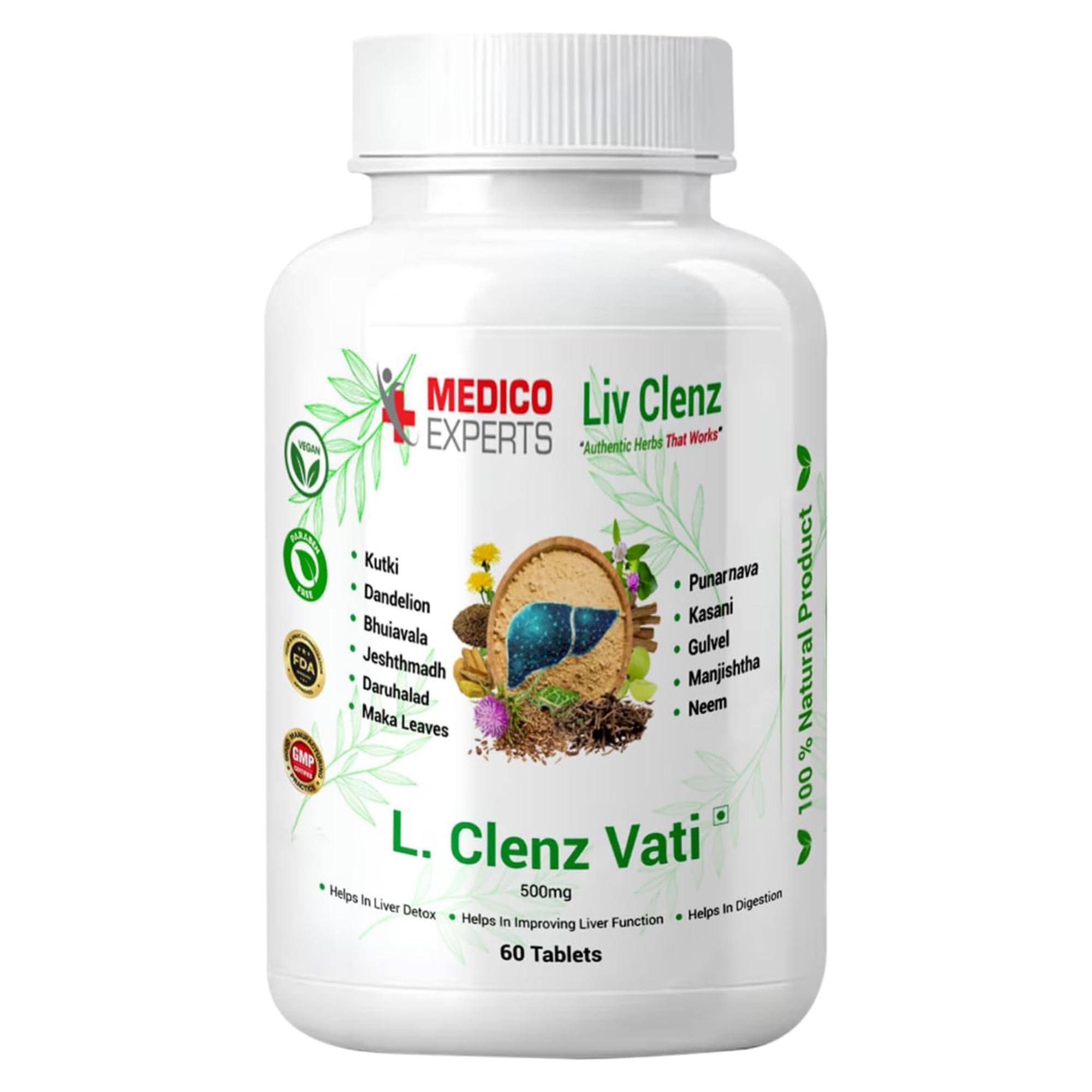 MedicoExperts L Clenz Vati - Liver Detox Supplement 60 Tabs (500 mg) | Blend of Kutki, Dandelion Bhuiavala & 8 Liver Detox Ayurvedic Herbs | Helps Repairing Liver From Alcoholic & Fatty Liver (15 Days)-image-24