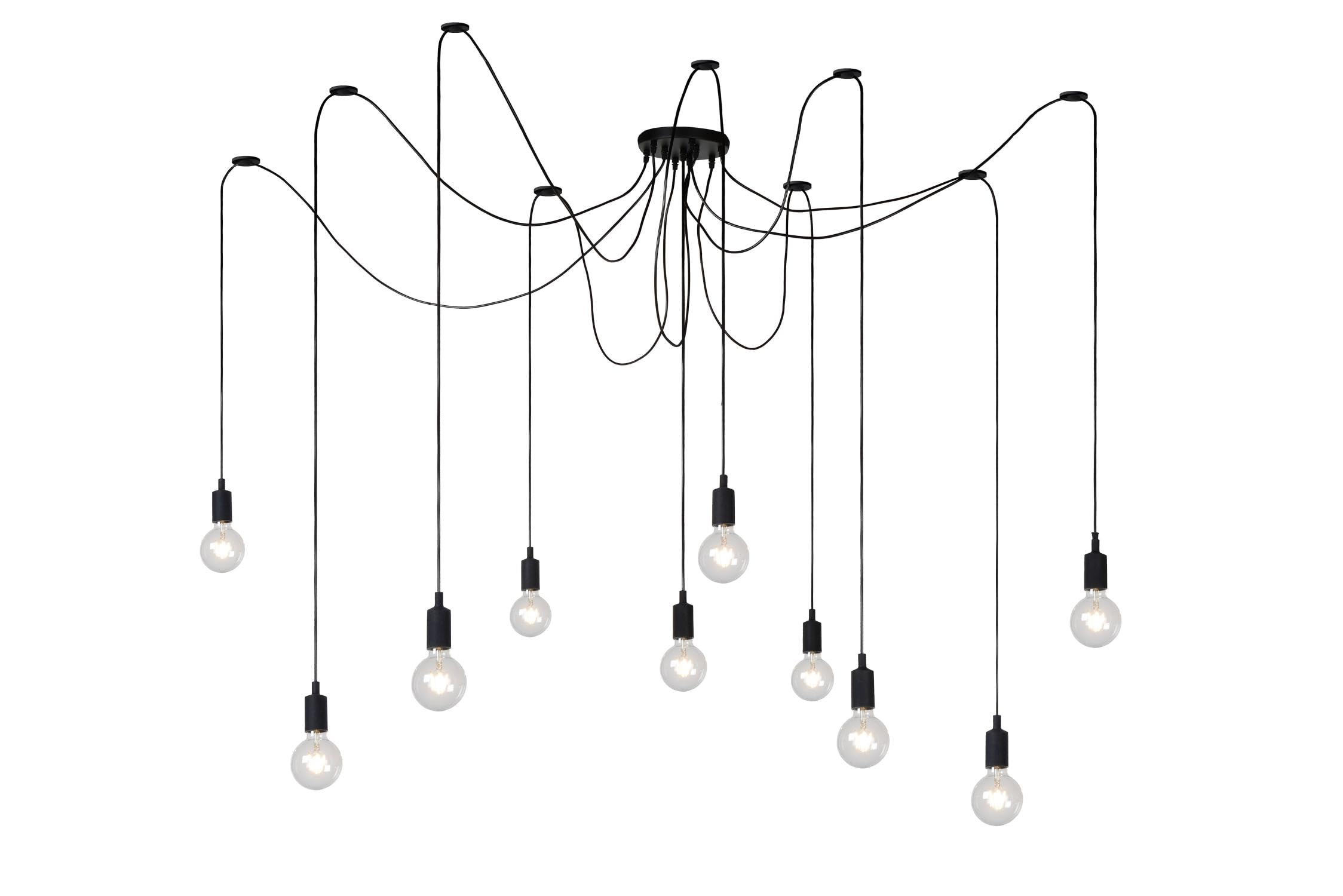 Lucide FIX Dimmable Adjustable Height Indoor Pendant Light - 10xE27 - Black Silicone