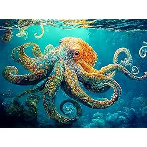 Cross & Glory – Deep Blue Octopus Odyssey – 1000 Piece Jigsaw Puzzle for Adults | Best New Marine Artwork Puzzle | Unique Brain Teaser