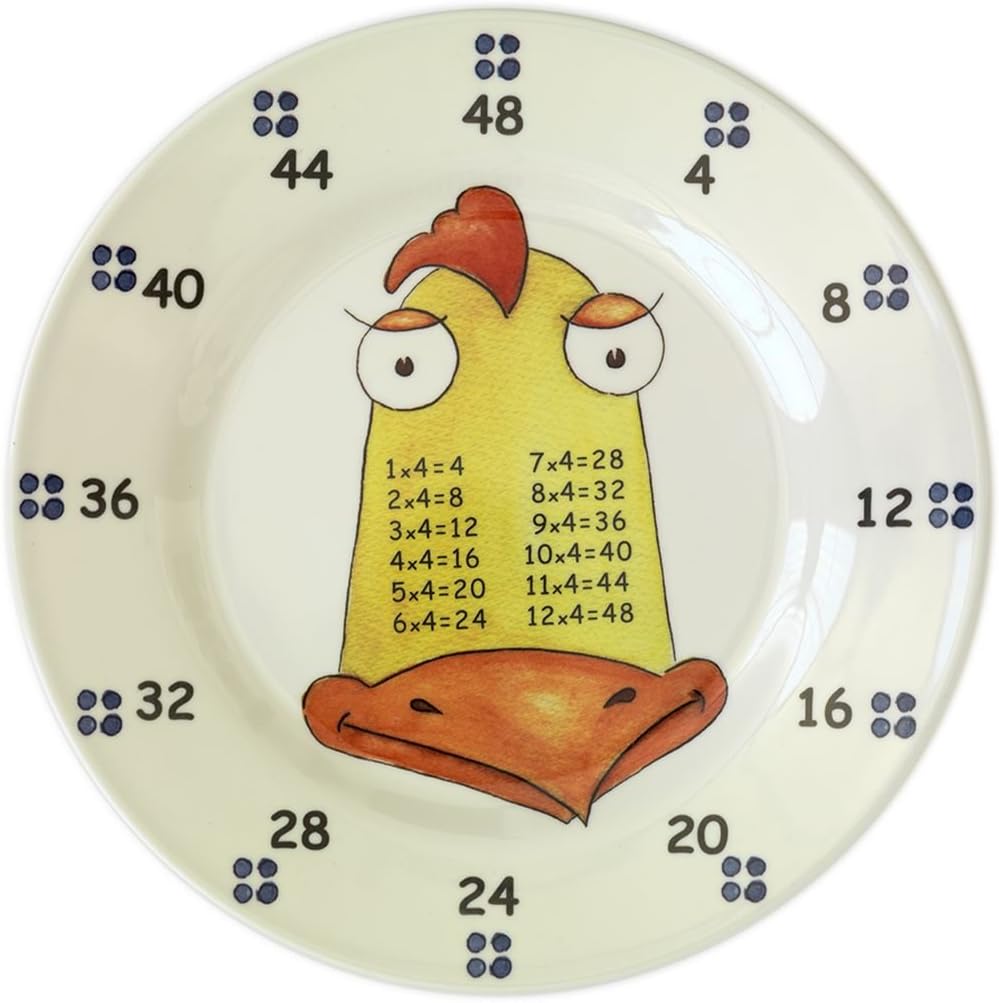 theMultiples Times Table Dinnerware Rooster Four-Midable 9 inch Melamine Plate