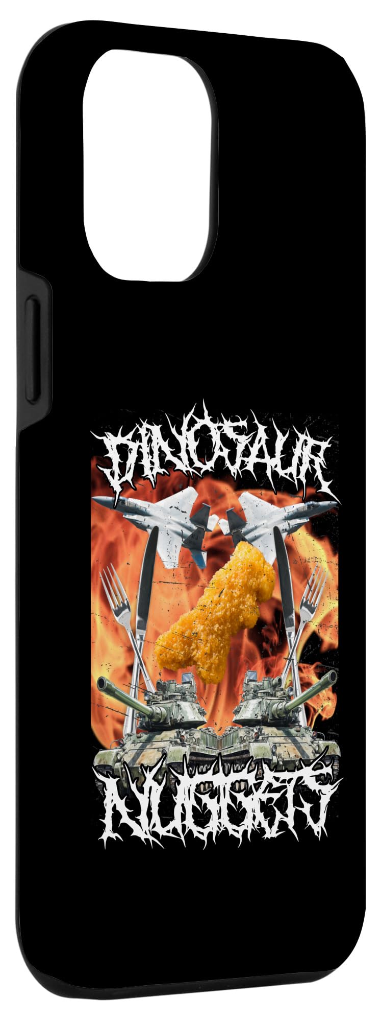 iPhone 15 Plus Funny Dinosaur Chicken Nugget Bootleg Hardcore Flames Meme Case - Image 3