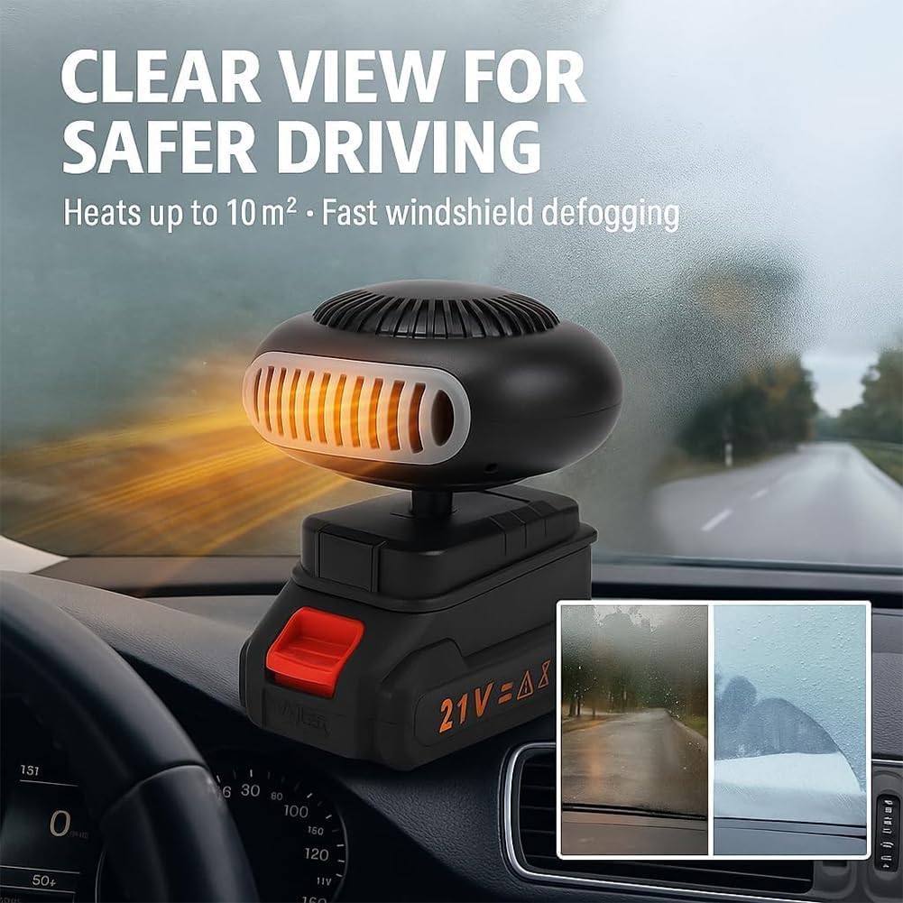 Chauffage alimenté par batterie, 2026 nouveau chauffage de voiture portable alimenté par batterie, radiateur sans fil sans fil, pour bureau, intérieur (15 cellules,Batterie * 2)