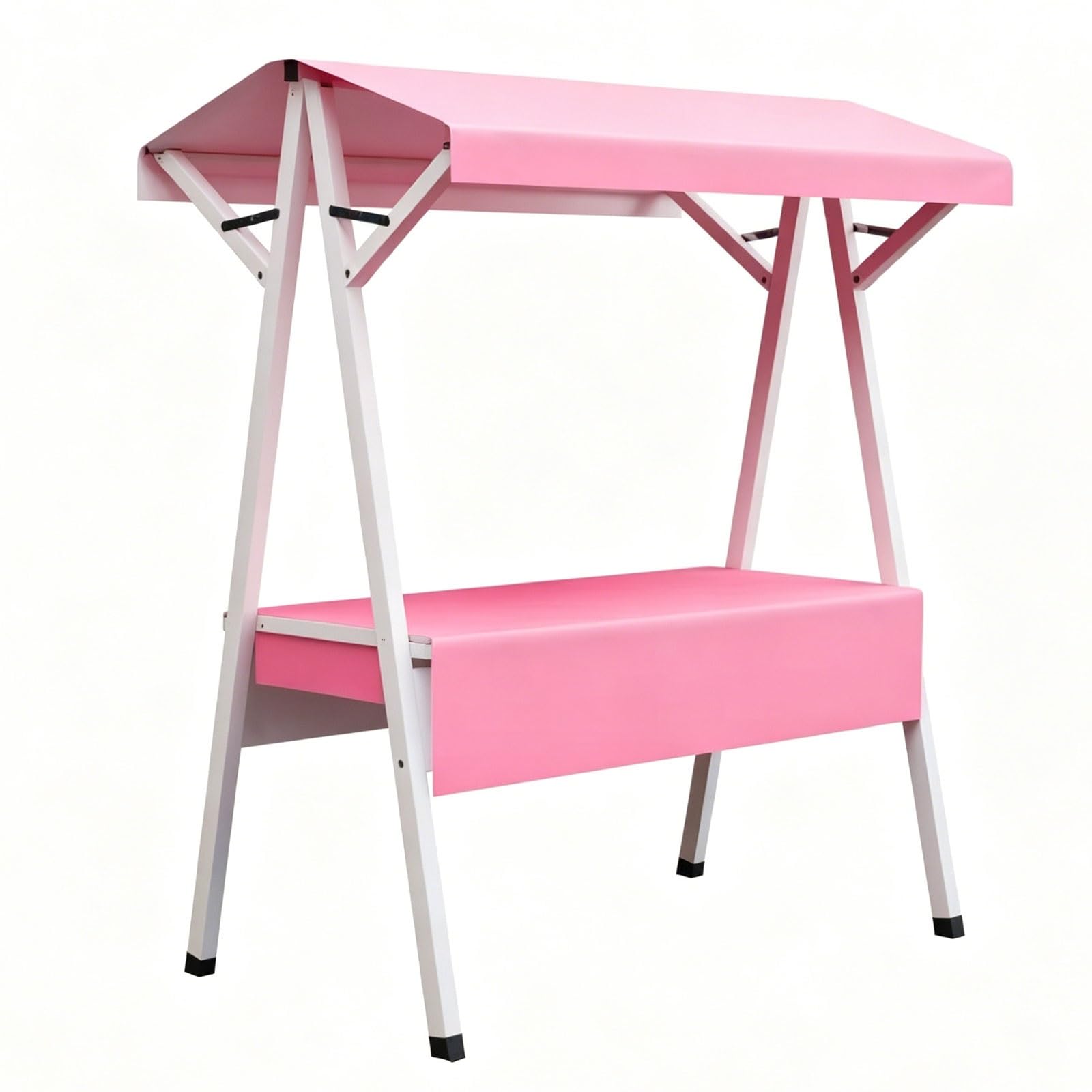 Farmers Market Stand Portable Vendor Cart with Canopy Outdoor Farm Stand for Roadside Display(Pink,160cm/63in)