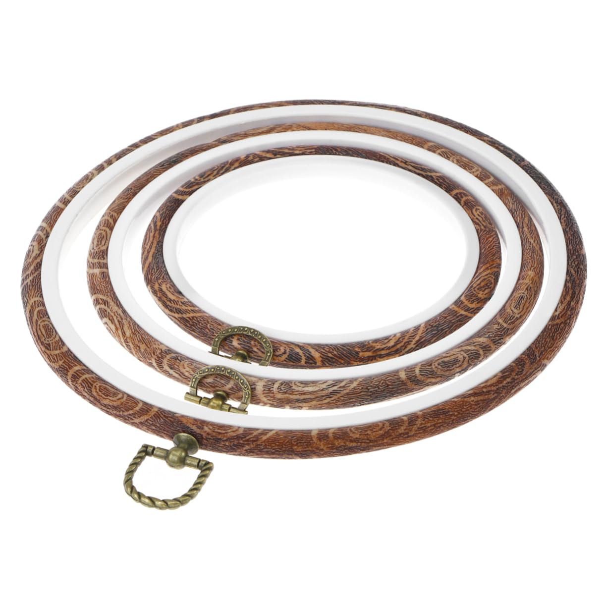 ARTIBETTER 3Pcs Cross Stitch Hoops Set Embroidery Antique Hanging Ring Imitation Wood Display Frame for Art Craft Sewing Projects