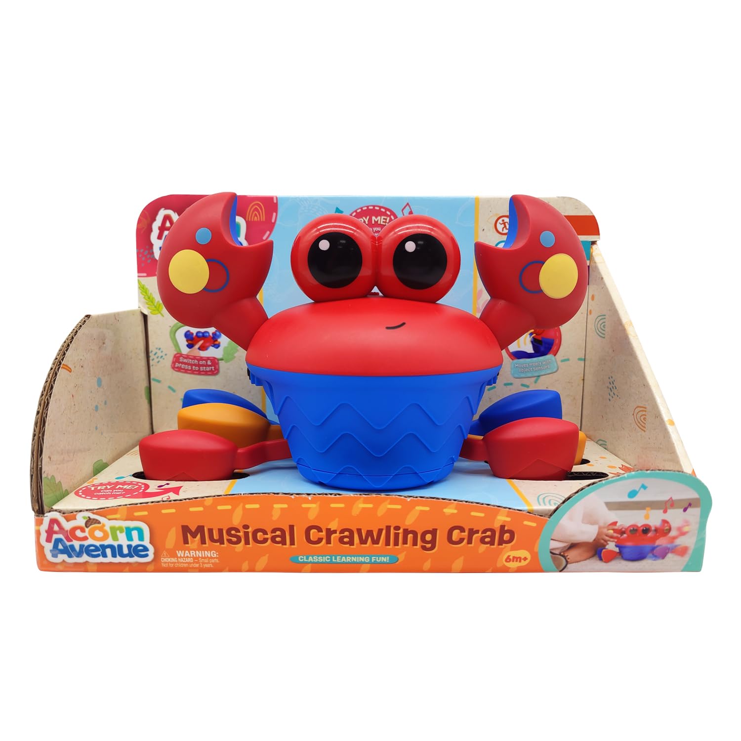 Musical Crawling Crab Toy for Babies & Toddlers - Encourages Crawling, Walking, Tummy Time, Active Play & Motor Skill Development – Interactive Activity Toy with Music for 6 Months & Up