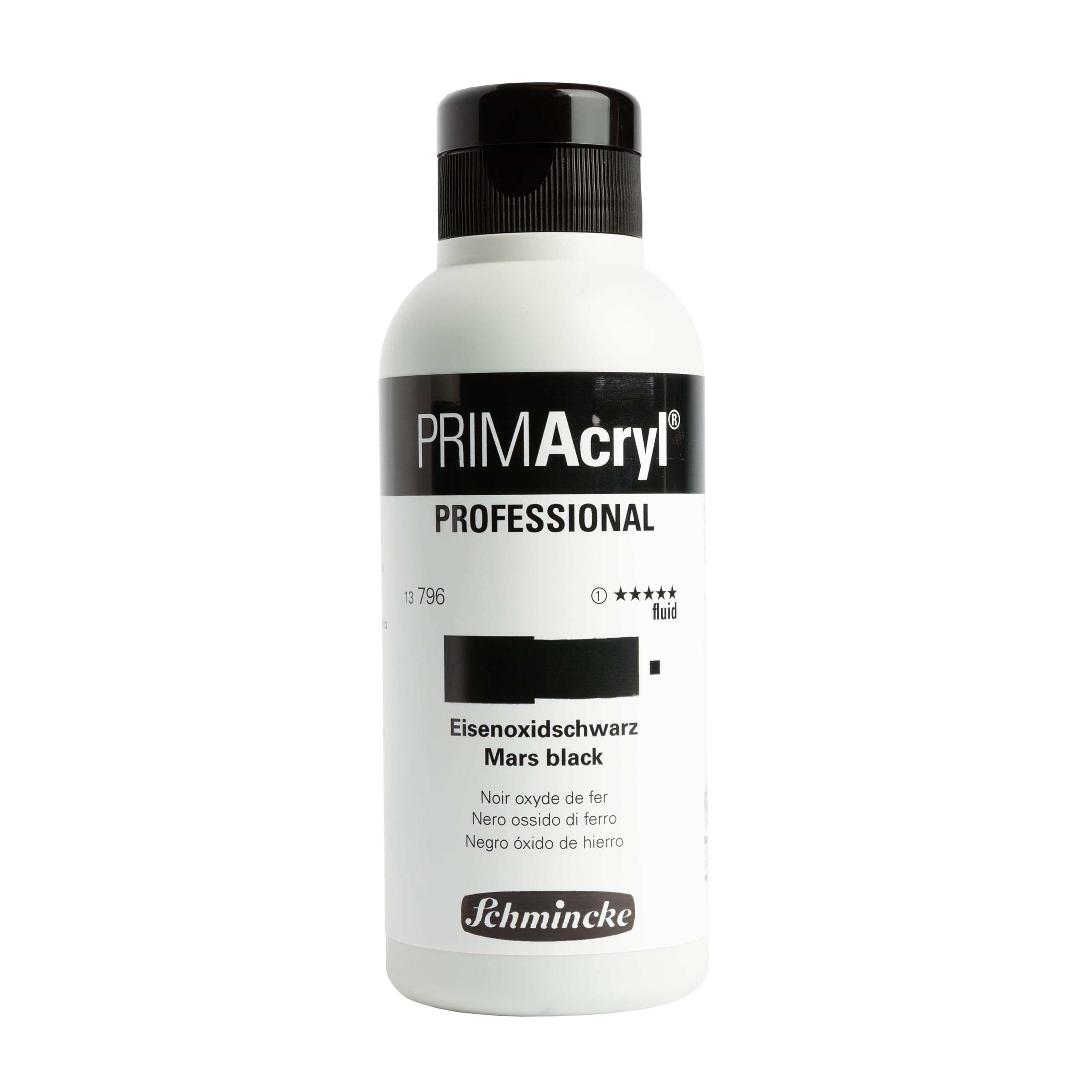Schmincke - PRIMAcryl® Professional feinste brillante Acrylfarbe, Eisenoxidschwarz fluid, 250 ml Tube, 13 796 027, Premiumacrylfarbe, Acrylmalerei, Profi-Qualität